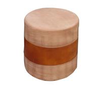 Puff tapizado marrón de madera de 42x42x45