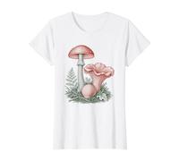 Puffball Vintage de rebozuelos, agárico y Mosca botánica con Forma de Hongo Camiseta gráfica económica, Mujer, Blanco, XL