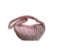 Puffer Shoulder Bag For Women Soft Down Cotton Padded Tote Handbag Purse Quilted Cross Body Solid Color Bubbles Cloud(Pink)