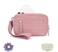 Puffer Wristlet Wallet Fits Phone, Nylon Wristlet Wallet, Waterproof & Hands-Free (Pink)