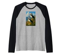 Puffin Coast - Impresión artística realista de aves marinas Camiseta Manga Raglan