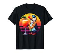 Puffin hawaiano vintage pájaro con gafas de sol retro puesta de sol Camiseta