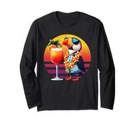 Puffin hawaiano vintage pájaro con gafas de sol retro puesta de sol Manga Larga