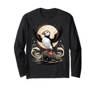 Puffin Howling at The Moon Seabird Birder Parody Manga Larga