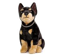 PuffPurrs Doble Pan Realista Doberman Perro Peluche - Simulación 30,5 cm de pie Doberman Nobel Mascota Perro Mascota, Colección de Regalo de Peluche Única para Niños, Cumpleaños, Decoración del Hogar