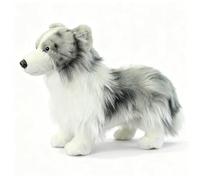 PuffPurrs Merle Border Collie - Peluche realista con borde de Merle Border Collie Teddy, regalo de 23 cm