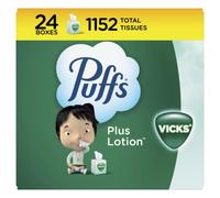 Puffs Plus Lotion With The Scent Of Vicks Facial Tissues, 24 Cube Boxes (48 Tissues per Box) by Puffs