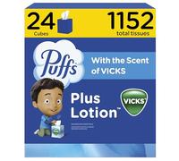 Puffs Plus Lotion With The Scent Of Vicks Facial Tissues, 24 Cube Boxes (48 Tissues per Box) by Puffs