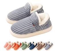 Puffy Slipper Booties for Women, Cloud Slippers, Comfy House Winter Warm Boots with Anti-Slip Sole (Gray,S)