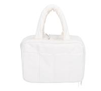 Puffy Travel Toiletry Bag, Lightweight Large Wide Open Bag for Women Girl, Milk White Cosmetic Makeup Organizer with Handle for Essentials, Toiletries and Accessories