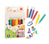 Puffy Velvet Marker - 0.59inch 6 Piece Fabric Art Pen with Vibrant Colors