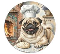 Pug 1000p Rompecabezas Redondo Adultos-Niños Los animaless Haustiers Cute Circular Puzzle Niños: Decoración Hogar Juegos Edugatoivos TaHaustiere Portátil 1000pcs (67.5x67.5cm)