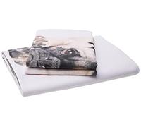 Pug Acolchado de edredón con diseño de Perro Carlino y Juego de Fundas de Almohada, Blanco, King