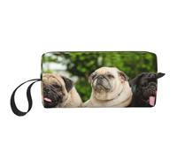 Pug Amistad Bokeh Perros Mascotas Amigos Pug, Bolsa de Maquillaje Bolsa de cosméticos Bolsa de artículos de tocador de Viaje portátil Bolsa de Maquillaje