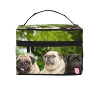 Pug Amistad Bokeh Perros Mascotas Amigos Pug, Bolsa de Maquillaje Bolsa de cosméticos Bolsa de Aseo de Viaje portátil Estuche para lápices
