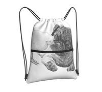 Pug And Little Chick Mochila con cordón Bolsa Cordón Cremallera Mochila Deporte Gimnasio Viaje Yoga Sackpack para hombres Mujeres