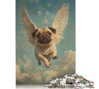 Pug Angel Dog Loss Tribute Print Flying Pug with Wings Rompecabezas Imposible,desafío for Adults Entretenimiento Creativo 1000 Piezas Obra De Arte De Juego De para Adultos Y Niños A Partir De 12 Añ