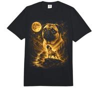 Pug Aullando a la Luna Desierto Paisaje montaña Comfort Colors Adult Heavyweight T-Shirt