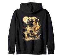 Pug Aullando a la Luna Meme Sudadera con Capucha