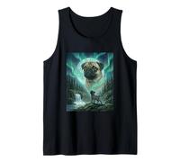 Pug Aurora Borealis Northern Lights Dog Moon Forest Camiseta sin Mangas