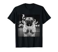 Pug Bebiendo Café Helado Amante Divertido Perro Pug Camiseta