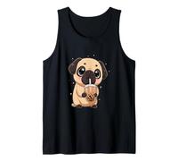 Pug Boba Tea Bubble Tea Anime Kawaii Dog Camiseta sin Mangas
