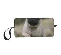 Pug Bokeh Cachorro Perros Césped Mascotas Pug, Bolsa de Maquillaje Bolsa de cosméticos Bolsa de artículos de tocador de Viaje portátil Bolsa de Maquillaje