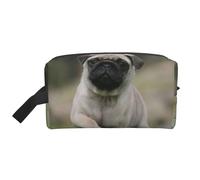 Pug Bokeh Cachorro Perros Césped Mascotas Pug, Bolsa de Maquillaje Bolsa de cosméticos Bolsa de artículos de tocador de Viaje portátil Organizador de Bolsa de Maquillaje