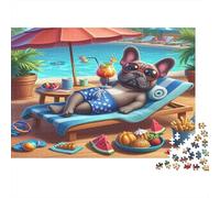 Pug Chill Junto a la Piscina Rompecabezas 1000 Piezas Adultos DIY Papel Regalo Hombre Mujer Coloridos Ilustrados 52x38cm/1000pcs
