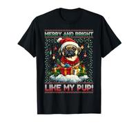 Pug Christmas Tree Lights Decorations Dog Lover Xmas Gifts Camiseta
