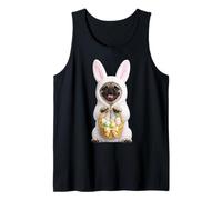 Pug con Conejito de Pascua Divertido Disfraz Jugando a Vestir Camiseta sin Mangas