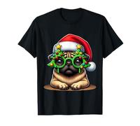 Pug con gafas de árbol de Navidad para niños, niñas, mujeres y niños Camiseta