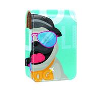 Pug Cool Blue Lip Gloss Holder Estuche portátil Mini Lipstick Storage Box Travel Lipstick Organizador Estuche con espejo para mujer, Varios colores, 9.5x2x7 cm/3.7x0.8x2.7 in