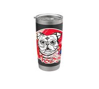 Pug, corazón, perro, diseño de elke Vaso térmico de acero inoxidable de doble pared
