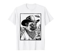 Pug Cowboy Dog OVNI Western Desert Sci-Fi Alien Camiseta
