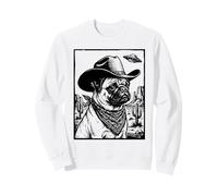 Pug Cowboy Dog OVNI Western Desert Sci-Fi Alien Sudadera