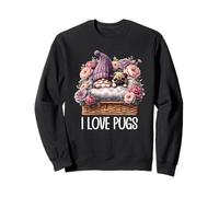 Pug Dad Gnome Floral Graphic For Garden Lover I Love Pugs Sudadera