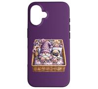 Pug Dad Sleeping In Floral Shabby Chic Bedding With Cute Pug Carcasa para iPhone 16