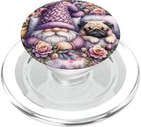 Pug Dad Sleeping In Floral Shabby Chic Bedding With Cute Pug PopSockets PopGrip para MagSafe