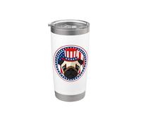 Pug Dog 4th of July American Flag Patriotic Dogs Vaso térmico de acero inoxidable de doble pared