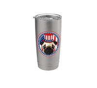 Pug Dog 4th of July American Flag Patriotic Dogs Vaso térmico de acero inoxidable de doble pared