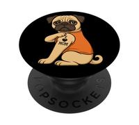 Pug Dog Día de la Madre I Love Mom Niñas Mujeres Mamá PopSockets PopGrip Adhesivo