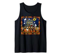 Pug Dog Haunted House Truco O Treat Cute Witch Mummy Ghost Camiseta sin Mangas