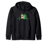 Pug Dog Heartbeat Leprechaun Hat Shamrock St Patricks Day Sudadera con Capucha