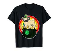 Pug Dog Leprechaun Hat Lucky Charm Shamrock St Patricks Day Camiseta