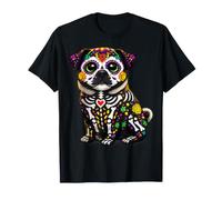Pug Dog Mexican Sugar Skull Calavera Viva México Fiesta Camiseta