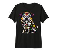 Pug Dog Mexican Sugar Skull Calavera Viva México Fiesta Camiseta Premium