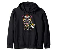 Pug Dog Mexican Sugar Skull Calavera Viva México Fiesta Sudadera con Capucha