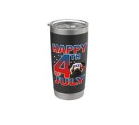 Pug Dog Patriotic Indepedence Day Happy 4th Of July Vaso térmico de acero inoxidable de doble pared