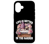 Pug Gnome Dad Life Is Better In The Garden For Pug Grandpa Carcasa para iPhone 16